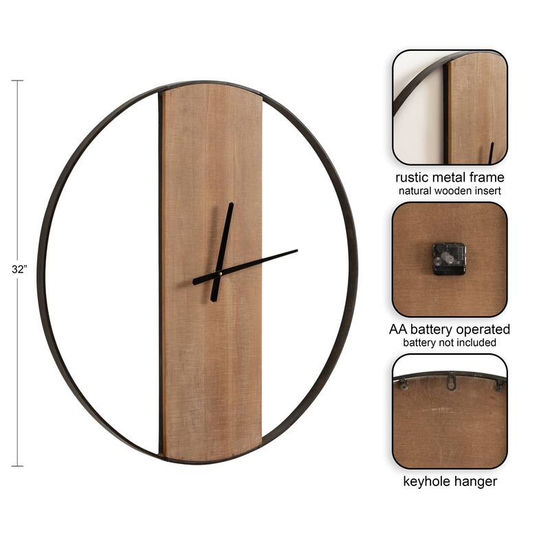 Kate and Laurel Ladd Round Numberless Wall Clock