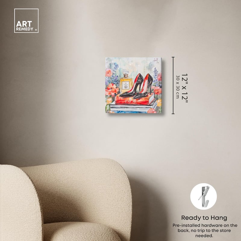 Lovely Garden Books and Heels Canvas by Art Remedy, Gallery Wrapped