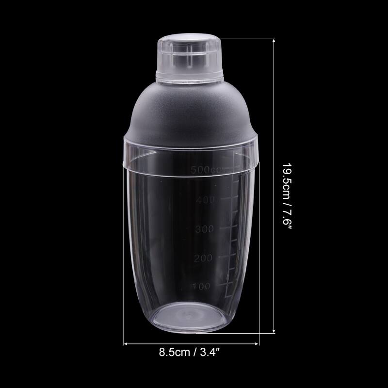 2pcs Cocktail Shaker Drink Mixer Hand Shaker Cup with Scales - Transparent