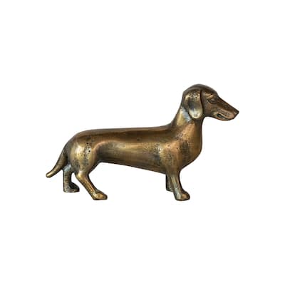 Antique Cast Aluminum Dachshund Accent Décor - 6.5"L x 1.5"W x 3.5"H