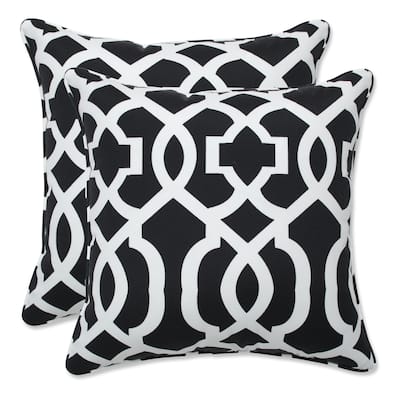 Pillow Perfect Outdoor New Geo Black/White 16.5-inch Throw Pillow (Set of 2) - 16.5 X 16.5 X 5 - 16.5 X 16.5 X 5