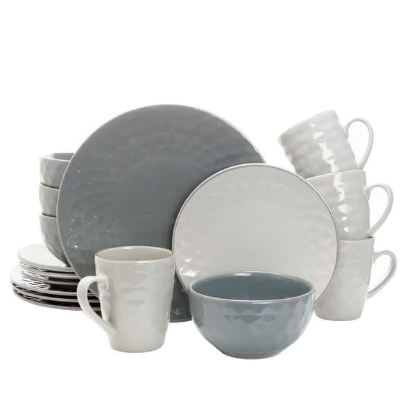 slide 2 of 5, Elama Tahany Slate and Stone Pearl 16-piece Dinnerware Set