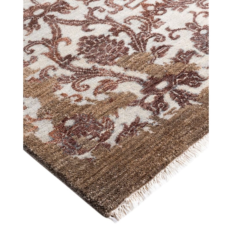 Ikat One-of-a-Kind Hand-Knotted Area Rug, Brown - 9' 1" x 12' 1"