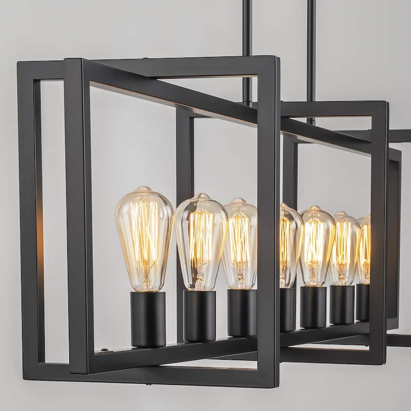6/7-Light Industrial Pendant Lights Kitchen Island Lantern Farmhouse Linear Chandelier