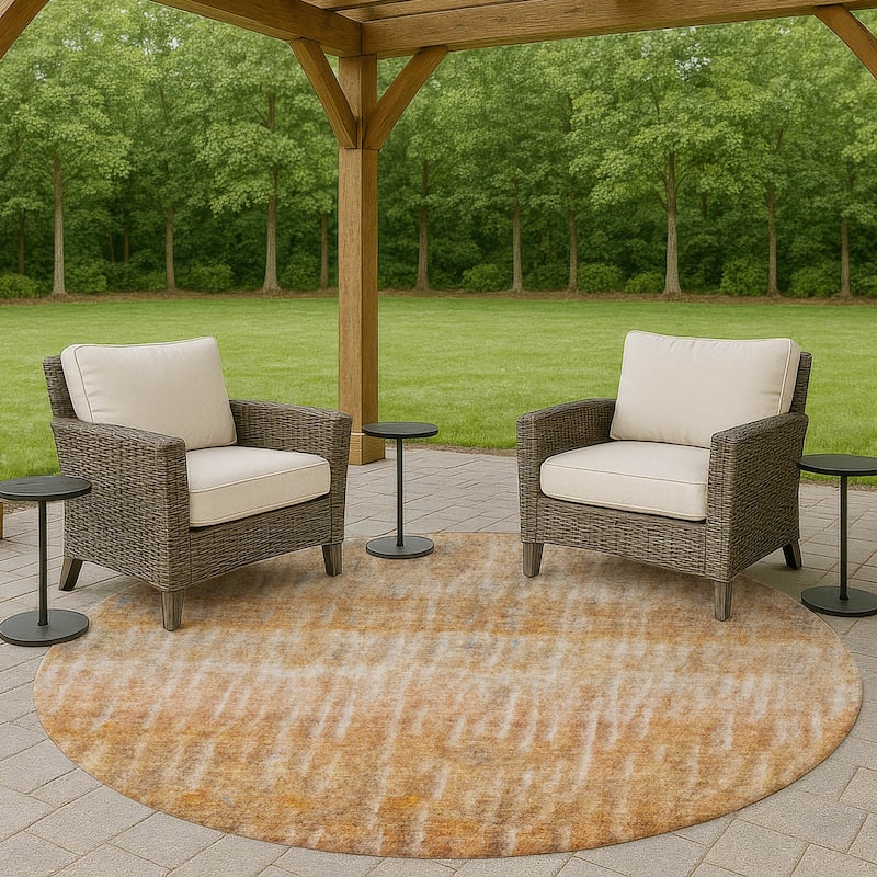 Machine Washable Indoor/ Outdoor Contemporary Ombre Chantille Rug - Orange - 8' x 8'