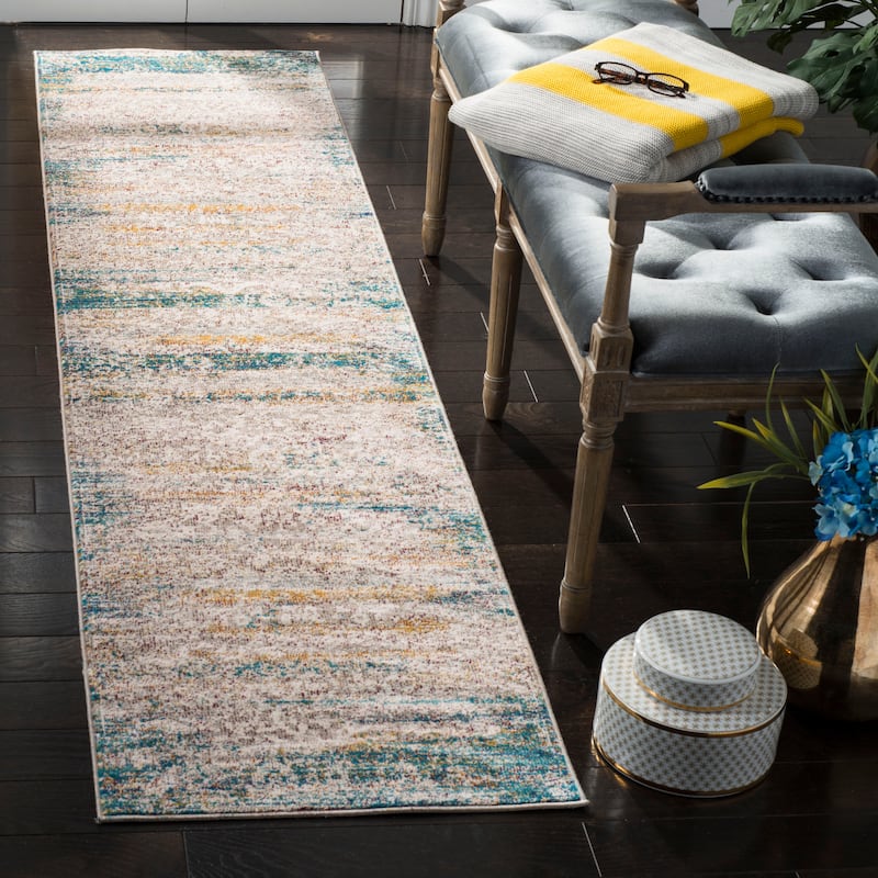 SAFAVIEH Aria Anet Vintage Boho Oriental Rug - 2' x 8' Runner - Blue/Creme