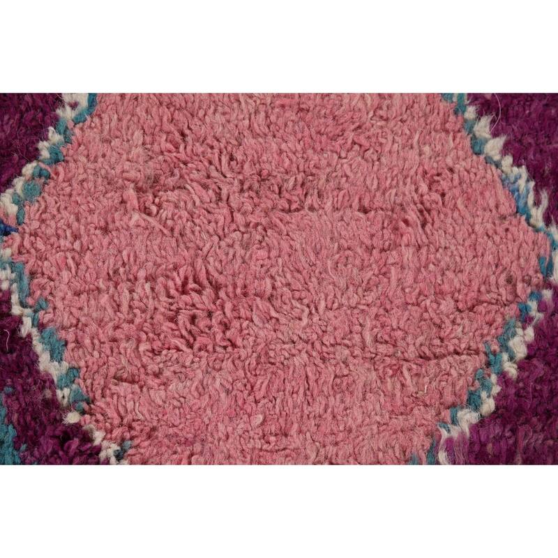Hand Knotted Oriental 100% Wool Carpet Modern Geometric Purples Moroccan Area Rug - 8' 6'' X 4' 11''