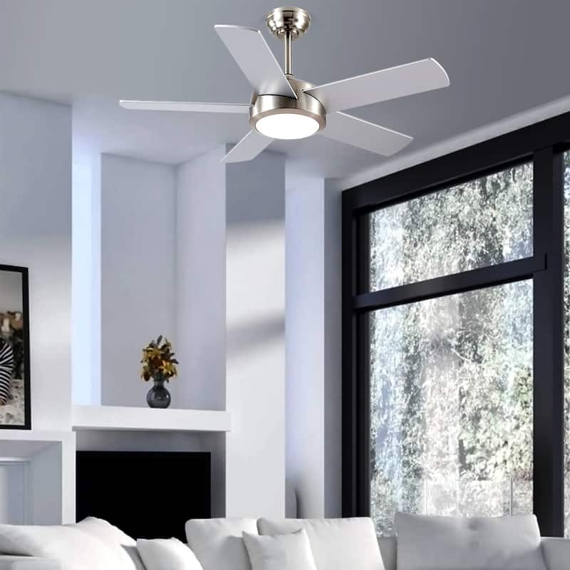 46“/52” Inch Modern Ceiling Fan with LED and Remote,5 Plywood Blades,Remote and APP Control