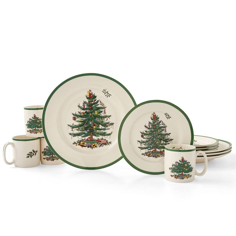 Spode Christmas Tree 12 Piece Dinnerware Set - Service for 4