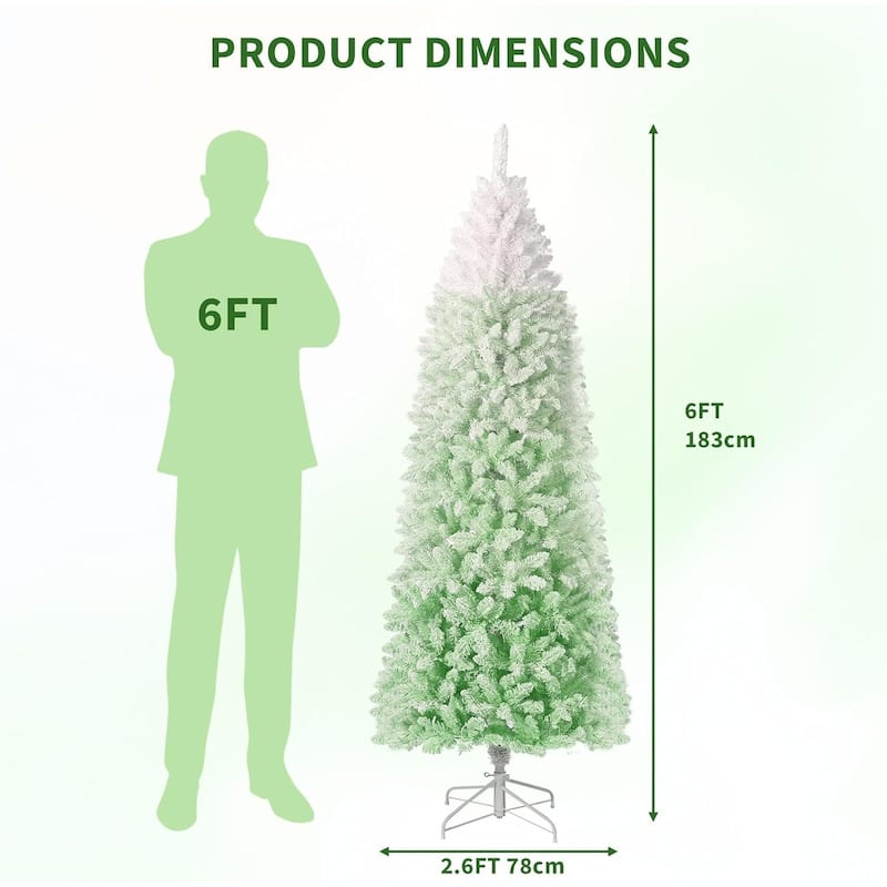 Prelit Green Gradient Snow Flocked Christmas Tree, Xmas Tree - N/A