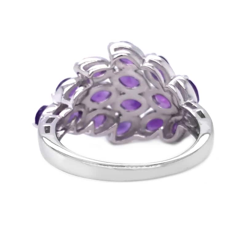 925 Sterling Silver 4x3mm Oval Cocktail African Amethyst Ring