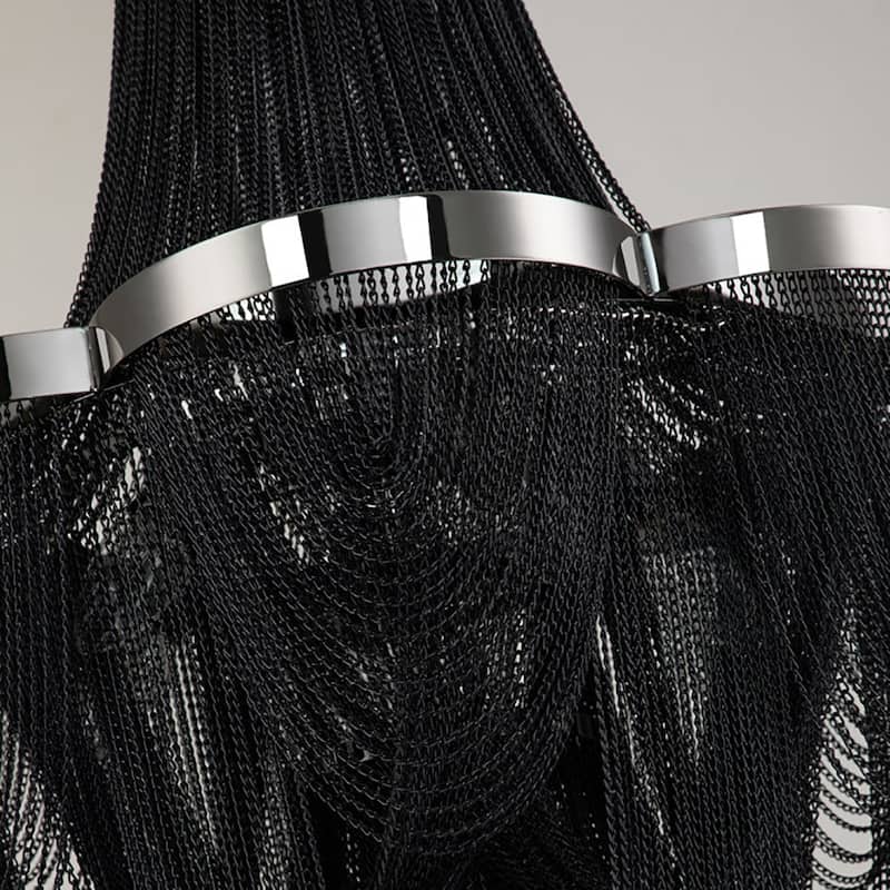 Modern 8-Light Tassel Chain Empire Chandelier With Chrome Finish