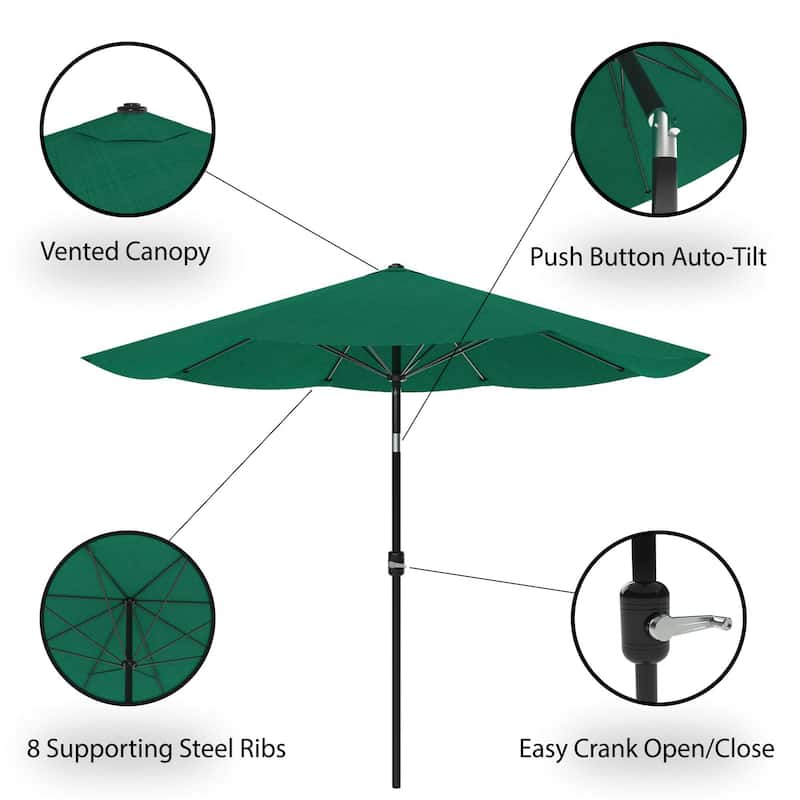 Pure Garden 10 ft Patio Umbrella with Auto Tilt and Hand Crank