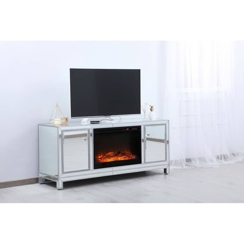 60 in. Mirrored Fireplace TV Stand