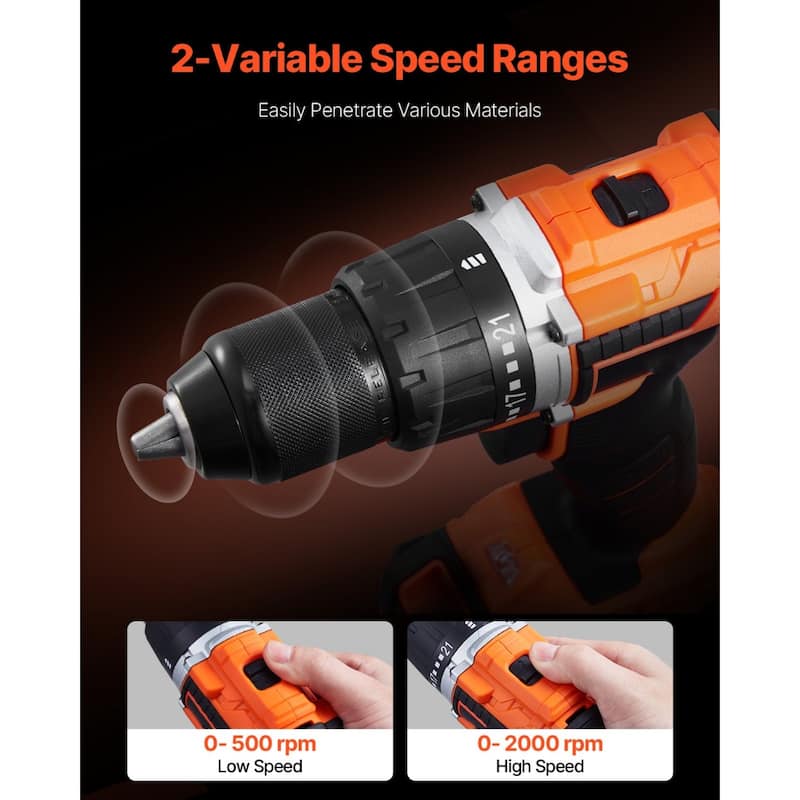 Black and Orange 20V Brushless Drill and Impact Driver Set with 2Ah Batteries and Dual Speed 2 Tool Set - 6.7 x 3 x 9.4 in