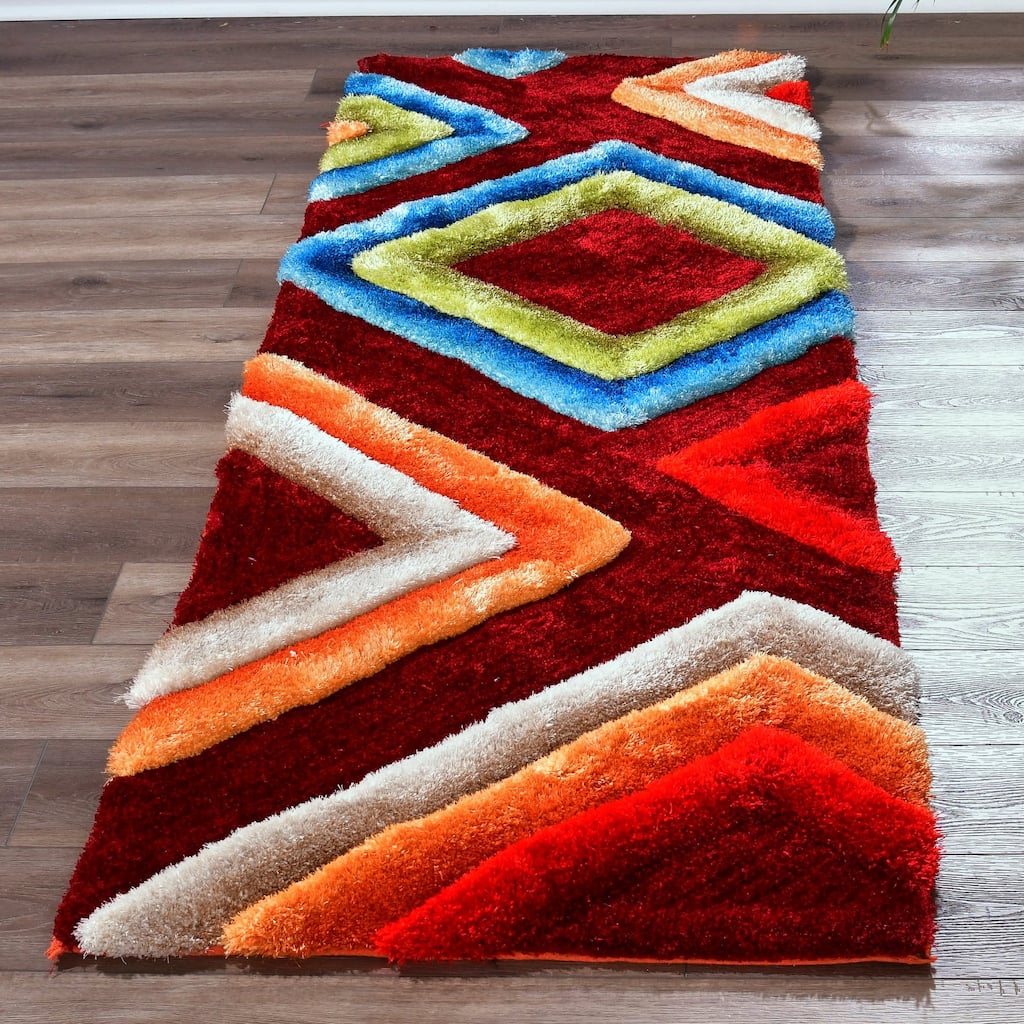 Mateos Shag Collection Multicolor Abstract Area Rug