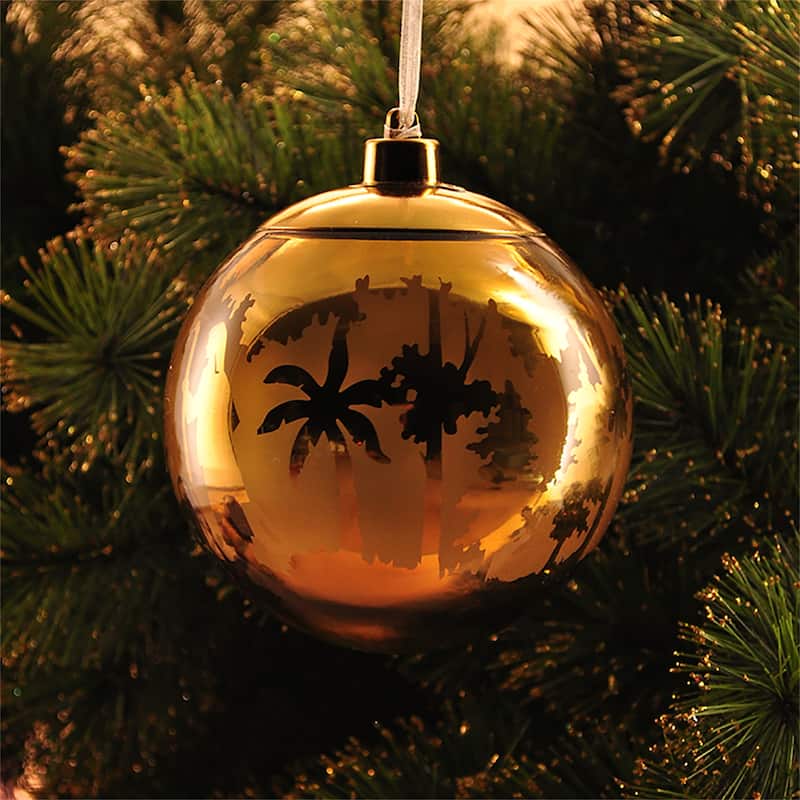 Antique Bronze Mercury Glass Ball Ornament Hanging Christmas Ornaments
