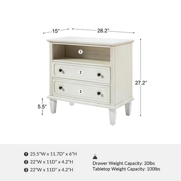 dimension image slide 3 of 4, HULALA HOME Kamilo Transitional 28''W 2-Drawers End Table with Built-in Charging Station and Solid Wood Legs Set of 2