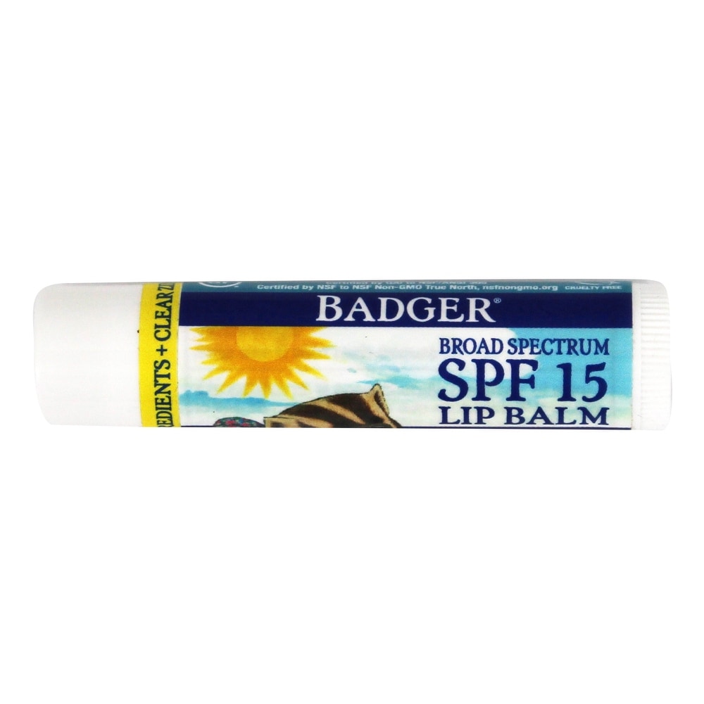 BadgerBadger Clear Zinc Sunscreen Lip Balm Stick 15 SPF 4.2 Grams (Facial Sunscreen White