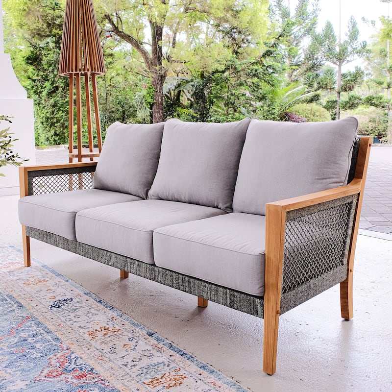 Cambridge Casual Nassau Teak Patio Sofa with Cushion