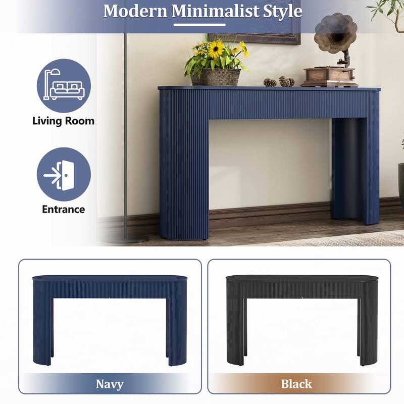 Entryway Table with Fluted Design,Navy