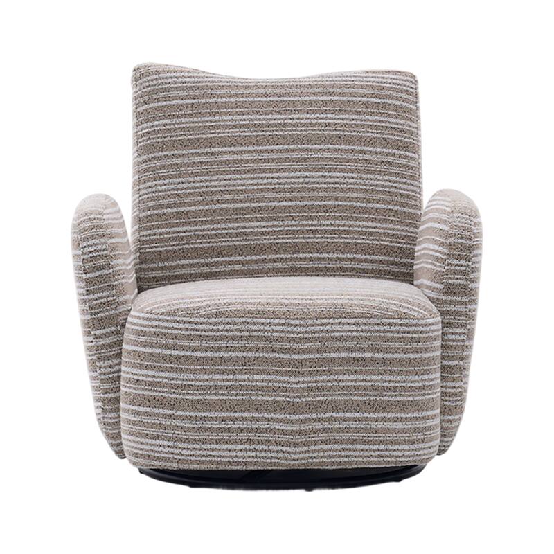 Swivel Striped Accent Chair with Metal Base, Modern Arm Chair for Living Room, Fabric Club Single Sofa Chair