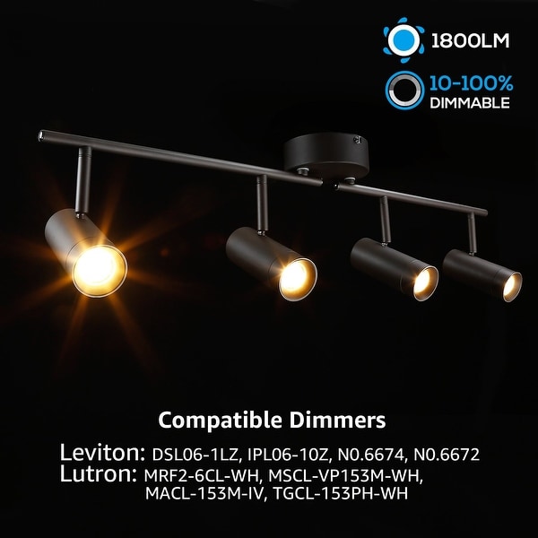 4-in-1 Smooth Dimming LED Track Light, Industrial Style for Private studio, 1800lm 2700K Soft White