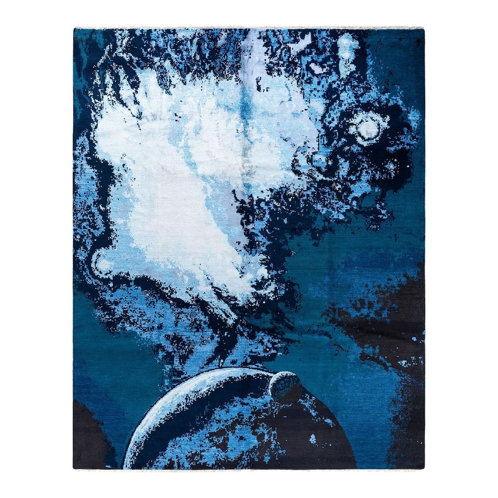 Ikat One-of-a-Kind Hand-Knotted Area Rug - Navy, 8' 3" x 10' 3" - 8' 3" x 10' 3"