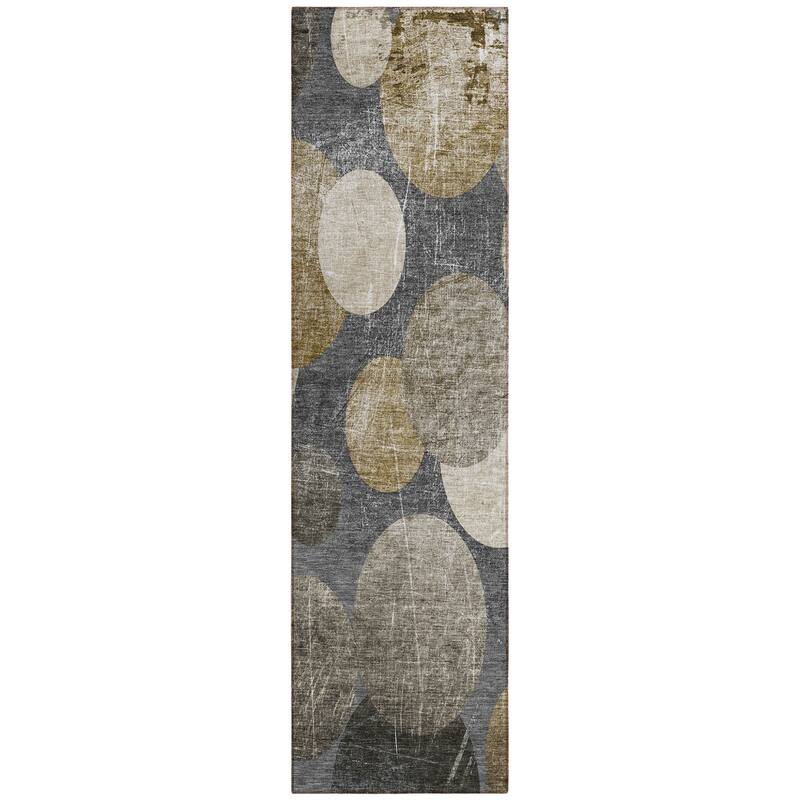Vana Modern Art-Inspired Weather Resistant Blended Style Runner Outdoor Rug