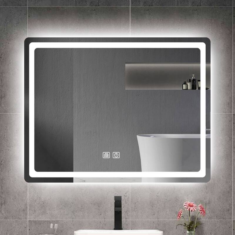 31 x 24 Frameless Light Bathroom Vanity LED Mirror, Dimmable Defogger Bathroom Wall Mirror with Light