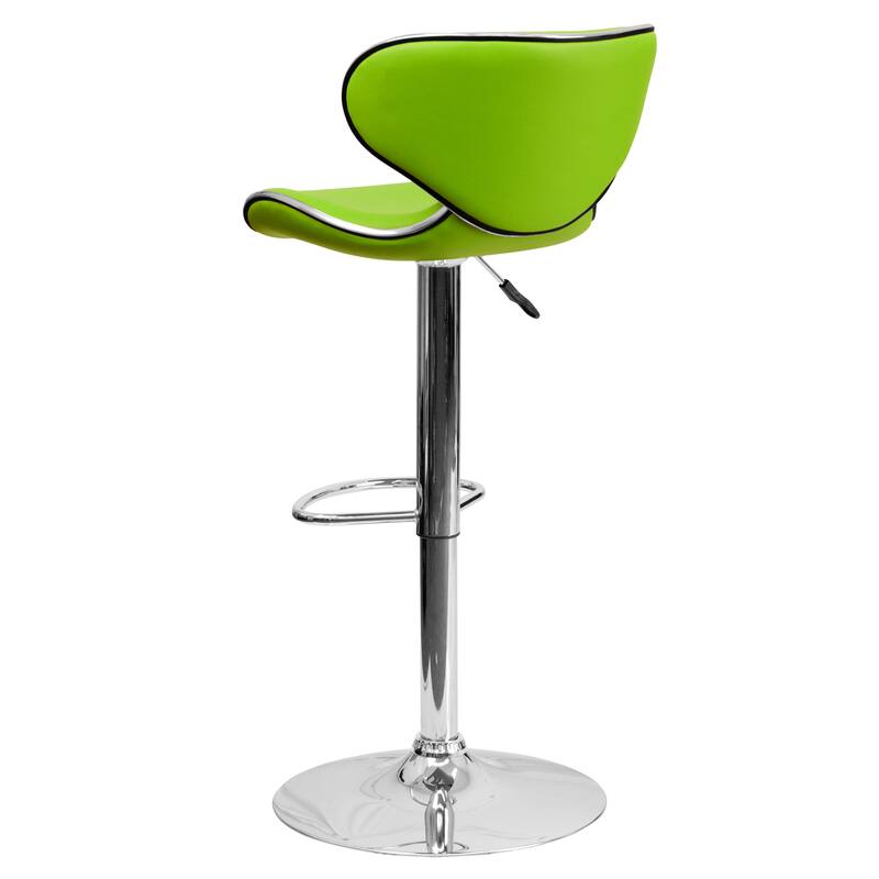 2 Pack Contemporary Mid-Back Vinyl Adjustable Height Barstool with Chrome Base - 16"W x 17.5"D x 34.5" - 43"H