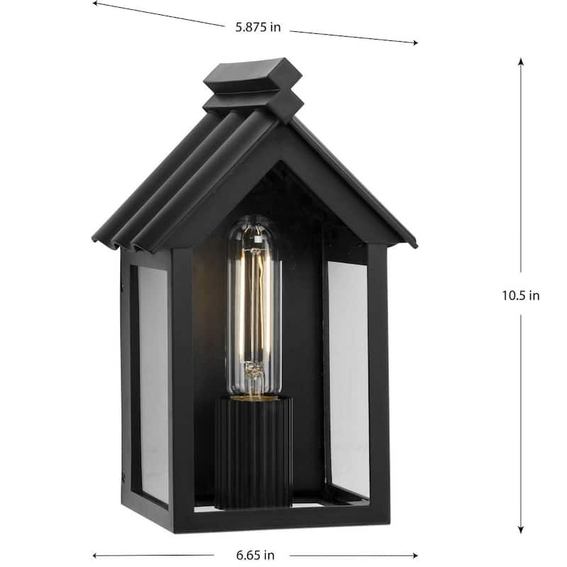 POINT DUME® Dunemere Matte Black Outdoor Wall Lantern with DURASHIELD - 6.65 in x 5.875 in x 10.5 in