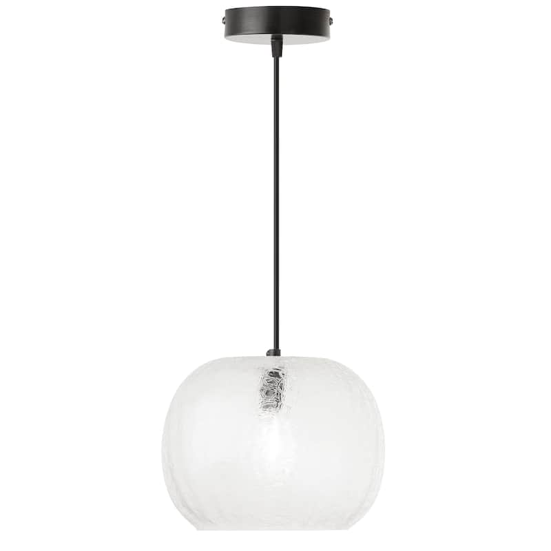 River of Goods Black Metal and Glass 9.75-Inch Pendant Light with Adjustable Hanging Cord - 9.75" x 9.75" x 9.75/68.75" - 9.75" x 9.75" x 9.75/68.75" - Clear/Black
