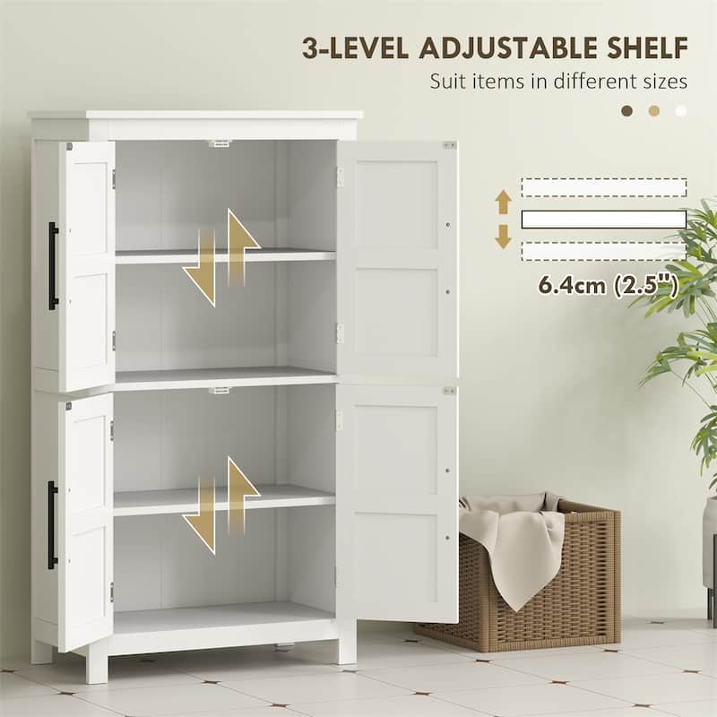 MDF Bathroom Cabinet with Four-Tier Shelves and Adjustable Storage and Protective Foot Pads - 23.6" L x 11.8" W x 43.3" H