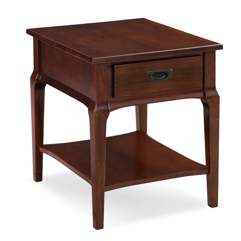Stratus Solid Wood End Table with Shelf and Drawer