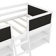 preview thumbnail 12 of 10, Twin Size Low Loft Bed With Two Movable Shelves And Ladder,With Decorative Guardrail Chalkboard,White - 78''L*39''W*35.4'H
