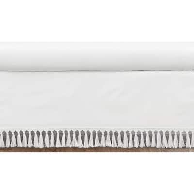 White Boho Bohemian Girl Crib Bed Skirt - Solid Color Shabby Chic Princess Luxurious Luxury Elegant Vintage Designer Boutique