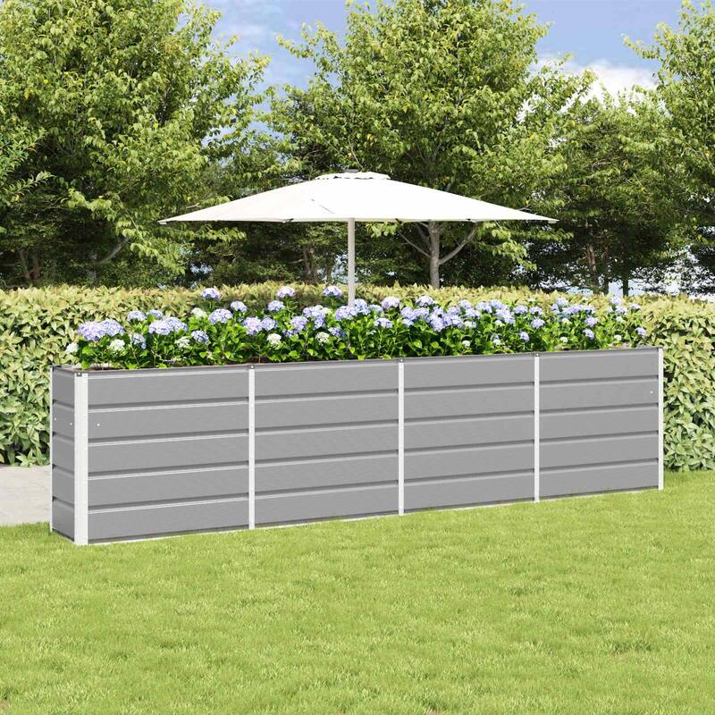 vidaXL Planter in Steel - 39.37 x 15.75 x 17.72" - Grey - 125.98 x 15.75 x 29.53 in