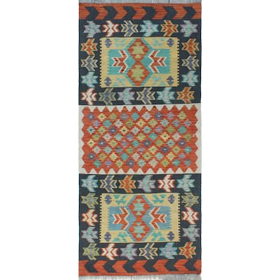 Flatweave Notoriou Charcoal/Red Runner - 2'10" x 6'8"