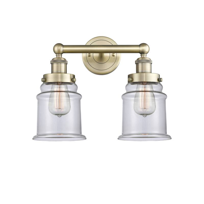 Innovations Lighting 616-2W-13-15 Canton Vanity Canton 2 Light 15" - Antique Brass / Clear