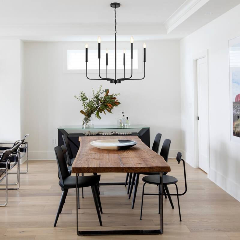 Modern 6-Light Candle Chandelier Classic Ceiling Light for Dining Room Kitchen Island - N/A
