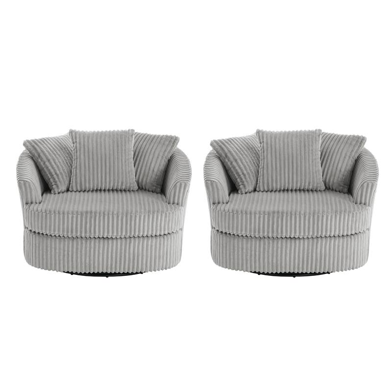 UIXE Oversize 43" Plush Corduroy Swivel Barrel Chair Comfy Accent Chair For Living Room