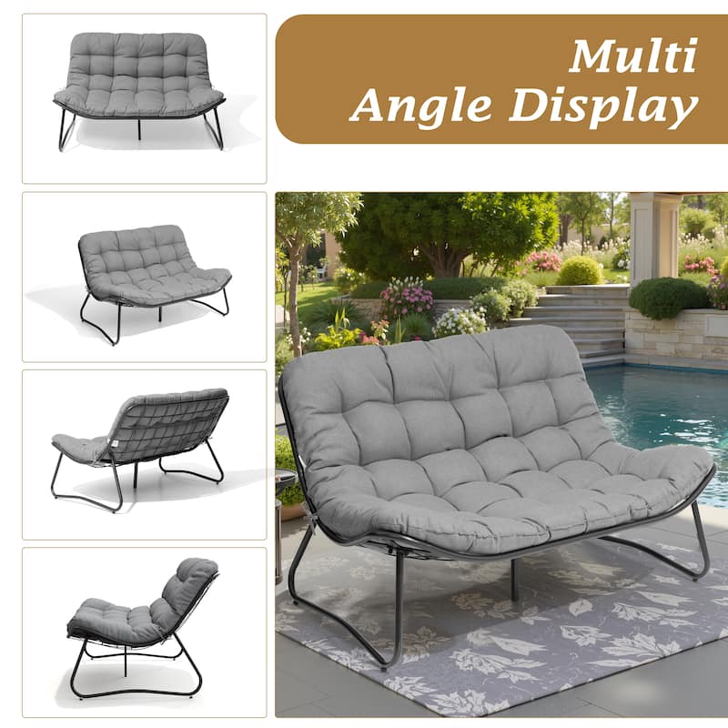 VredHom Double Papasan Loveseat Chair with Cushion Indoor Outdoor