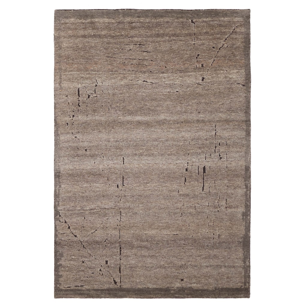 ECARPETGALLERY Hand-knotted Tangier Brown Wool Rug - 6'2 x 9'0