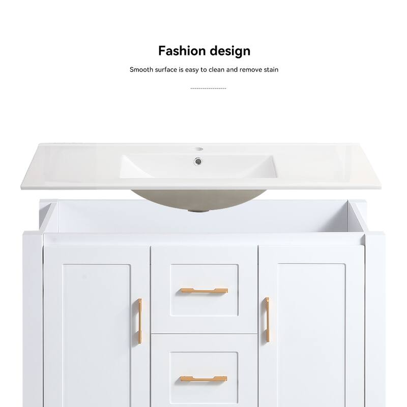 36" Bathroom Vanity with Undermount Single Sink and 2 Doors and 3 Drawers - 36''
