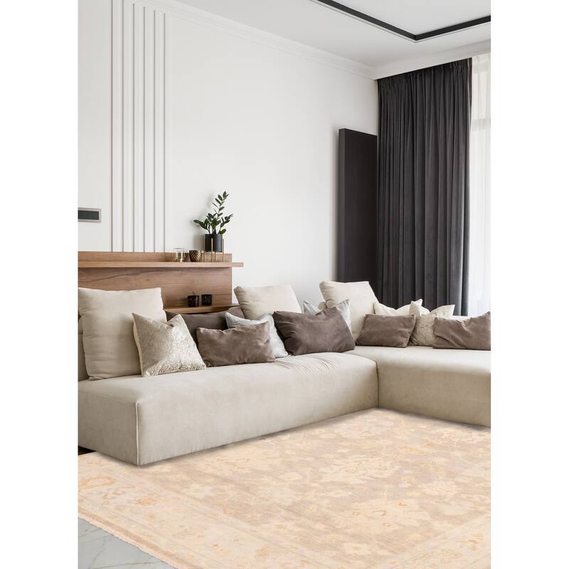 ECARPETGALLERY Hand-knotted Modern Oushak Grey Wool Rug - 7'8 x 9'10