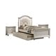 preview thumbnail 1 of 5, Ving Glam Pearl White Wood 3-piece Panel Bedroom Set with 2 Nightstands by Furniture of America Full
