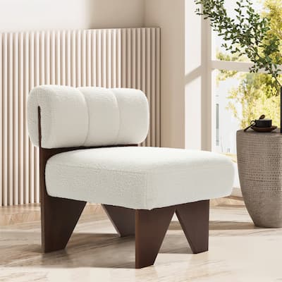 Upholstered White Modern Armless Accent Chair - 27" H x 22.83" W x 26.38" D