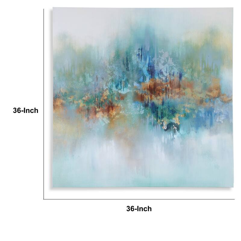 36 x 36 Modern Wall Art Painting, Giclee Frameless Canvas, Green Brown