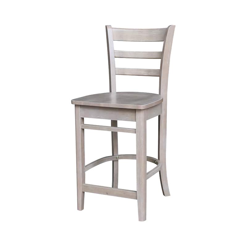 International Concepts Solid Wood Emily Dining Stool - Washed Gray Taupe - Counter Height